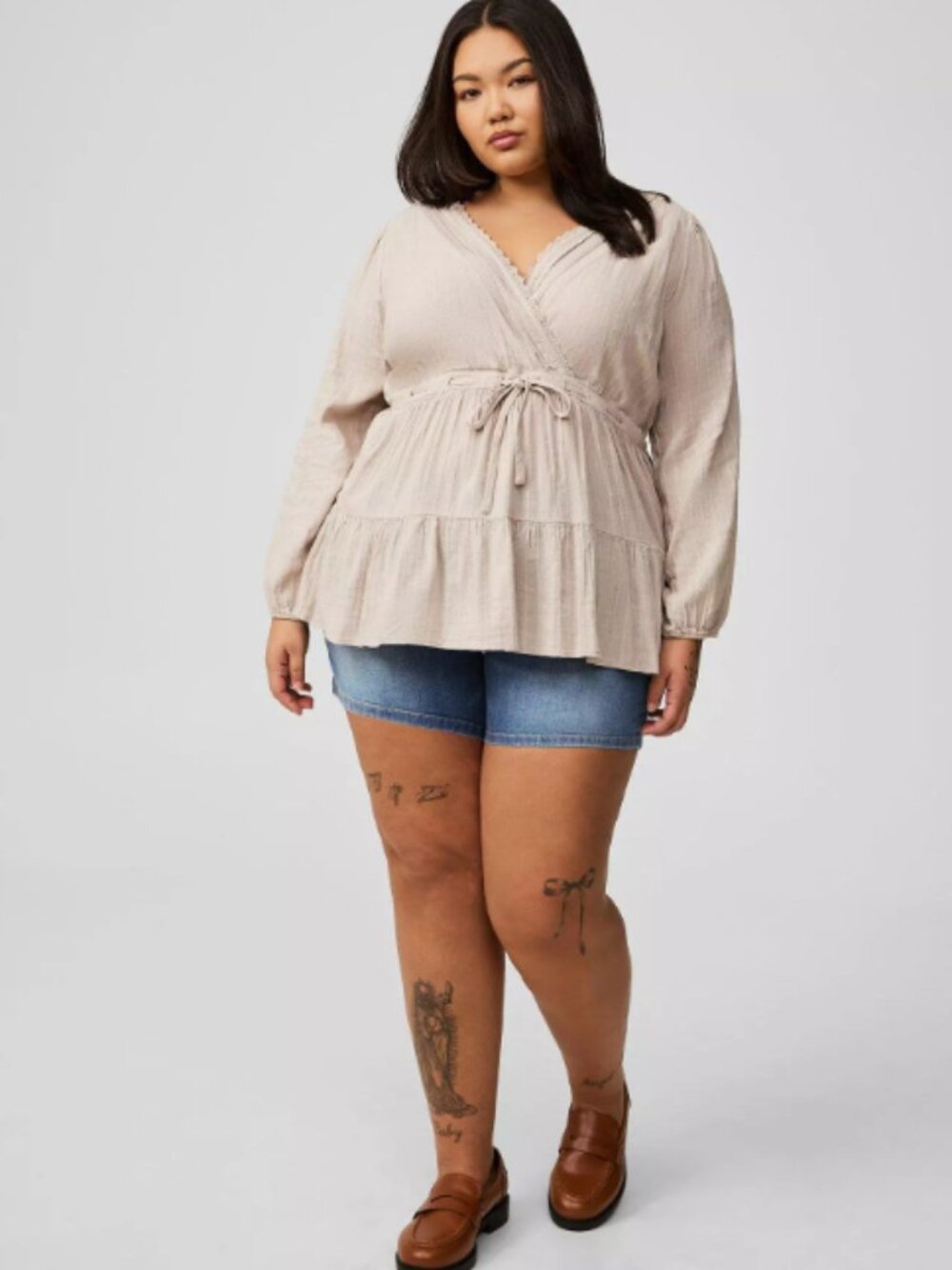 TORRID BABYDOLL COTTONS URPLICE TIERED TOP